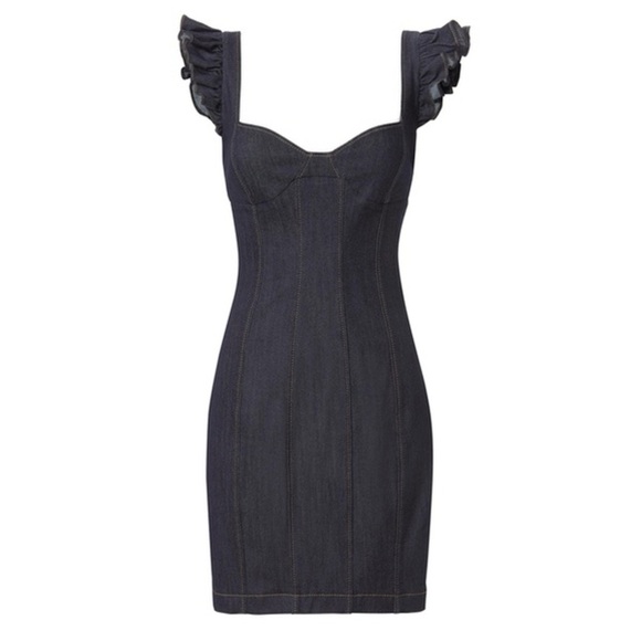 NWT Cinq a Sept 5a7 Mathis Ruffle Sleeveless Dress in Blue Indigo Denim Size 10 - Picture 4 of 8